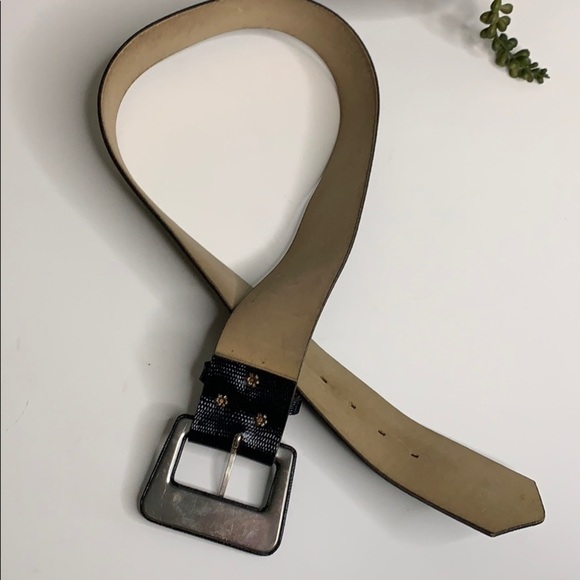 Caviar Faux Leather wide Black Rectangle Buckle Belt women’s - Picture 3 of 8